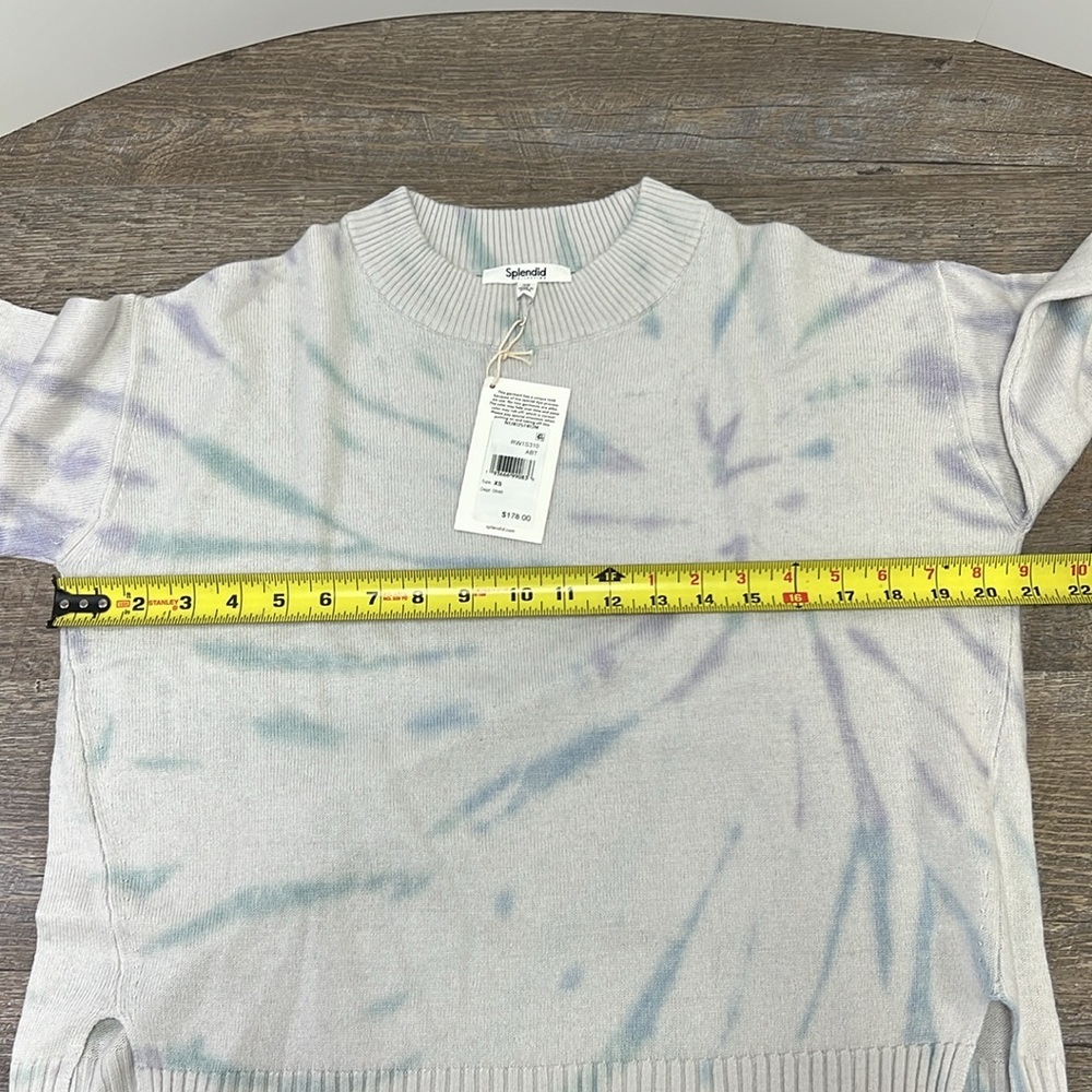 NWT Splendid Adeline Cashmere Blend Arctic Blue Tie Dye Sweater Size XS - Picture 9 of 10